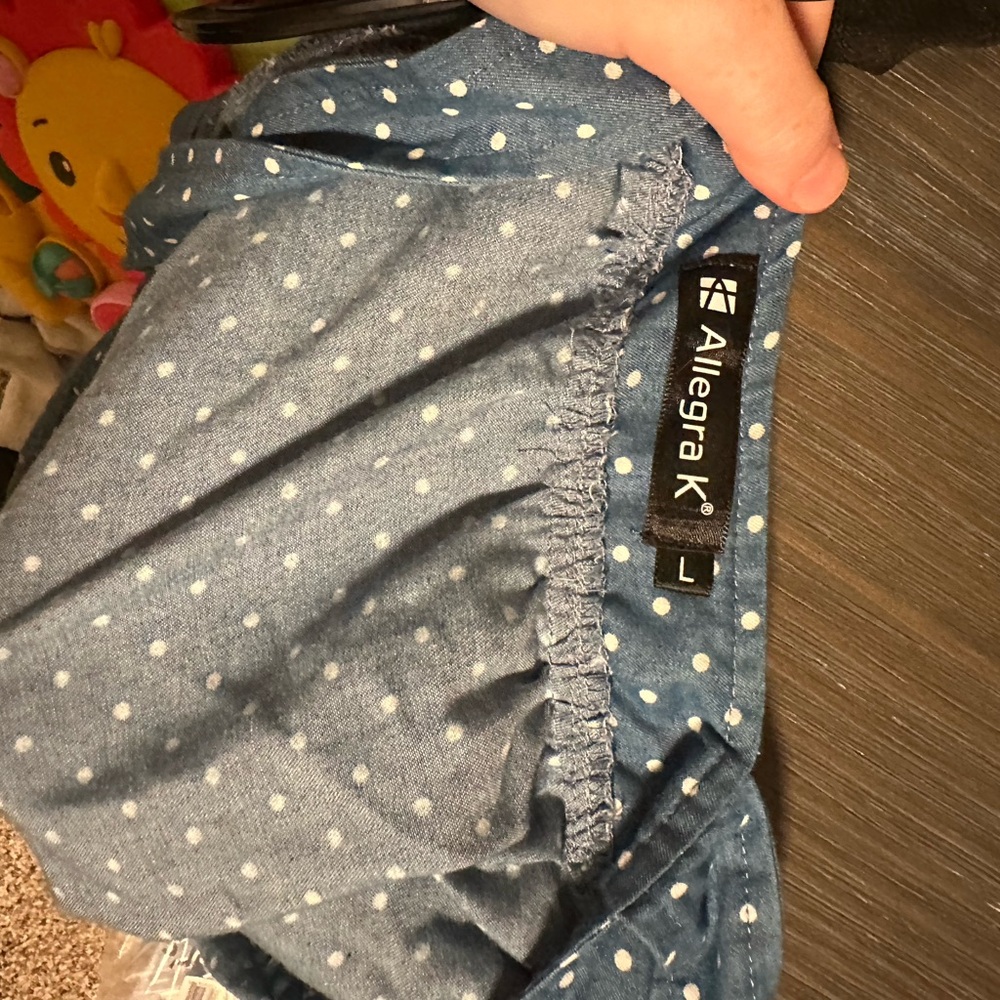 Allegra K Denim Blue Polka Dot overall dress